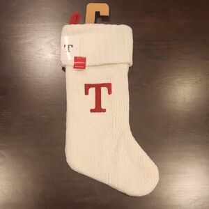 Wondershop White Knit Stocking with Red Letter NWT